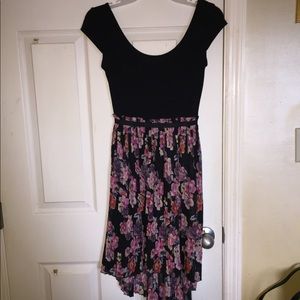 Black and Floral Mini Sun Dress